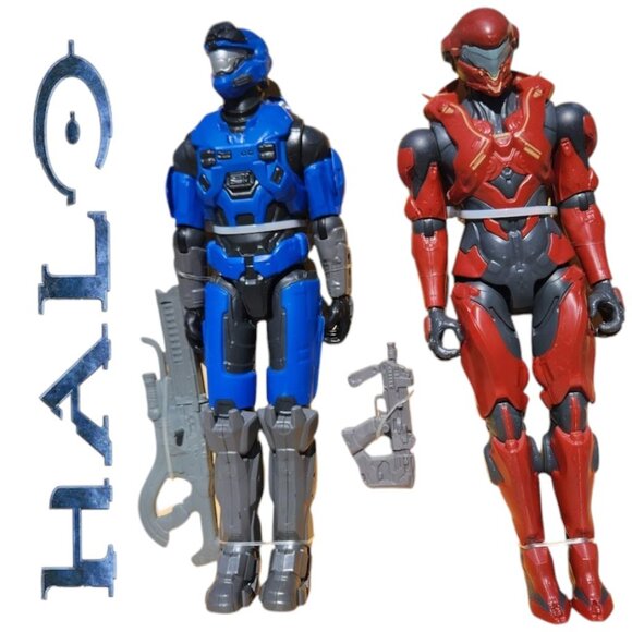 HALO Master Chief 12" Action Figure Blue Red Spartan Toy Bundle Video Game Memor - Picture 1 of 14